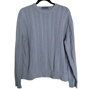 Hickey Freeman 70% Silk 30% Cotton Micro Cable Knit Crewneck Sweater Men's L